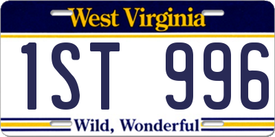 WV license plate 1ST996