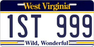 WV license plate 1ST999