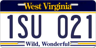 WV license plate 1SU021