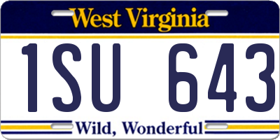 WV license plate 1SU643