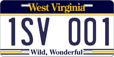 WV license plate 1SV001
