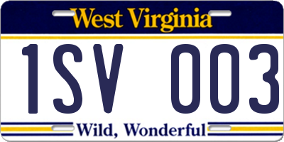 WV license plate 1SV003