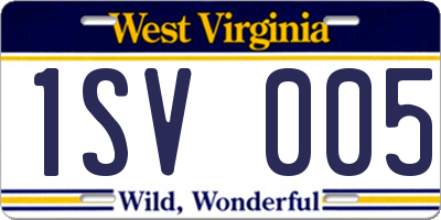 WV license plate 1SV005