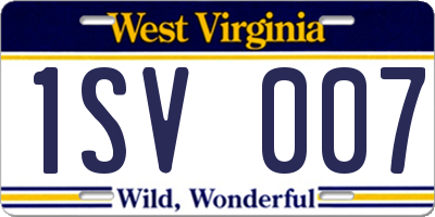 WV license plate 1SV007