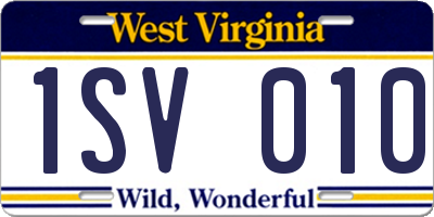 WV license plate 1SV010