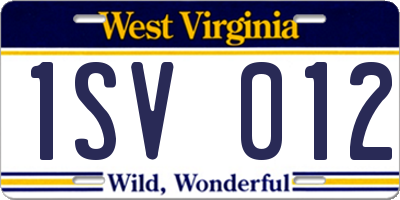 WV license plate 1SV012