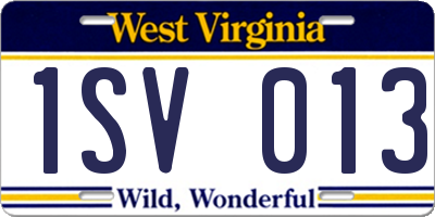WV license plate 1SV013