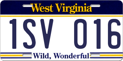 WV license plate 1SV016