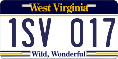 WV license plate 1SV017