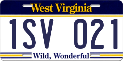 WV license plate 1SV021