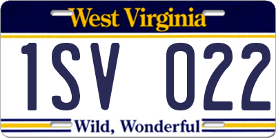 WV license plate 1SV022