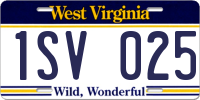 WV license plate 1SV025