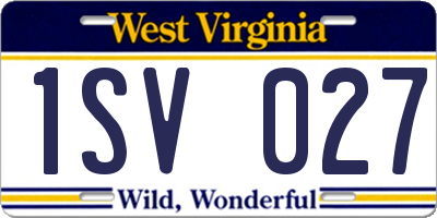 WV license plate 1SV027