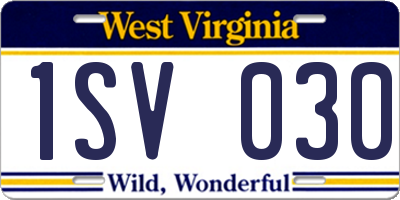 WV license plate 1SV030