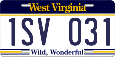 WV license plate 1SV031