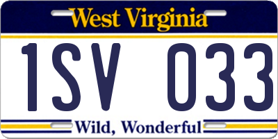 WV license plate 1SV033