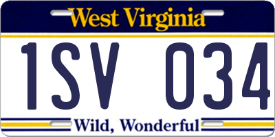 WV license plate 1SV034