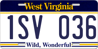 WV license plate 1SV036