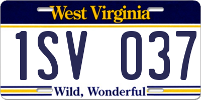 WV license plate 1SV037