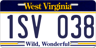 WV license plate 1SV038