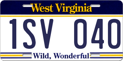 WV license plate 1SV040