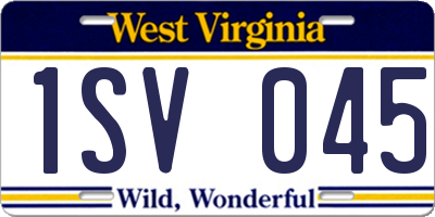 WV license plate 1SV045