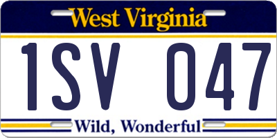 WV license plate 1SV047
