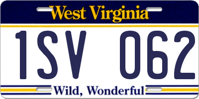 WV license plate 1SV062