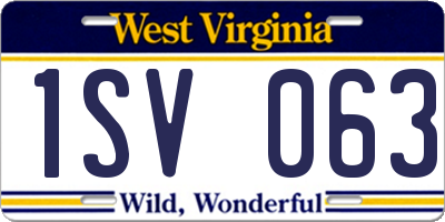 WV license plate 1SV063