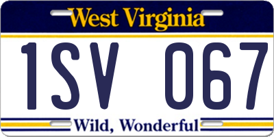 WV license plate 1SV067