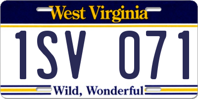 WV license plate 1SV071