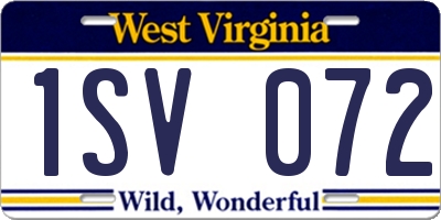 WV license plate 1SV072