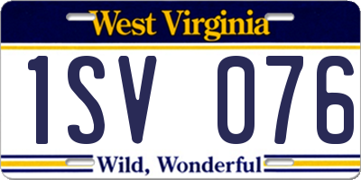 WV license plate 1SV076
