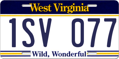 WV license plate 1SV077