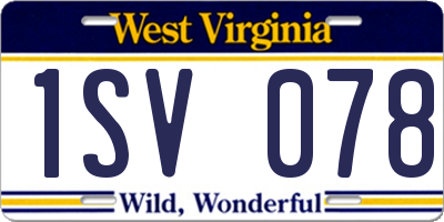 WV license plate 1SV078