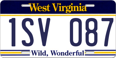WV license plate 1SV087