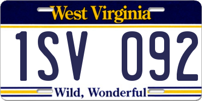 WV license plate 1SV092