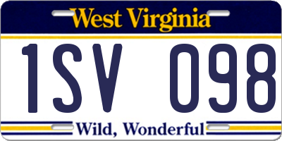 WV license plate 1SV098