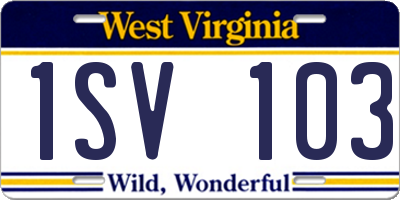 WV license plate 1SV103