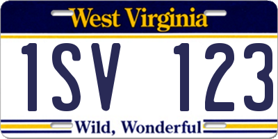 WV license plate 1SV123