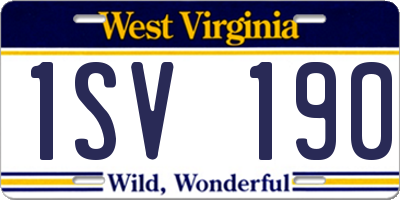 WV license plate 1SV190