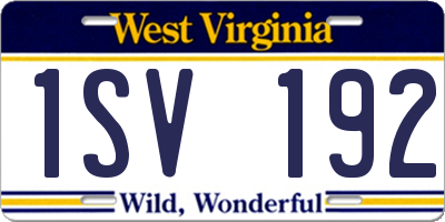 WV license plate 1SV192