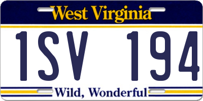 WV license plate 1SV194