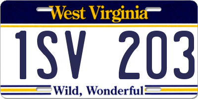 WV license plate 1SV203