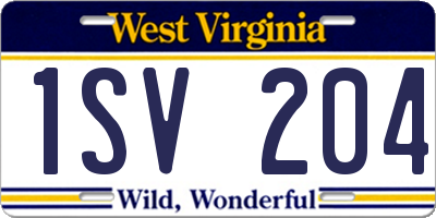 WV license plate 1SV204