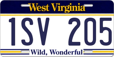 WV license plate 1SV205