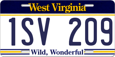 WV license plate 1SV209