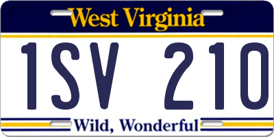 WV license plate 1SV210