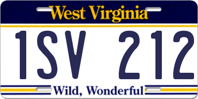 WV license plate 1SV212