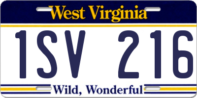 WV license plate 1SV216
